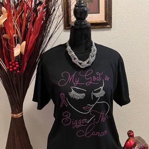 My God is Bigger Than Cancer Rhinestone T-shirt